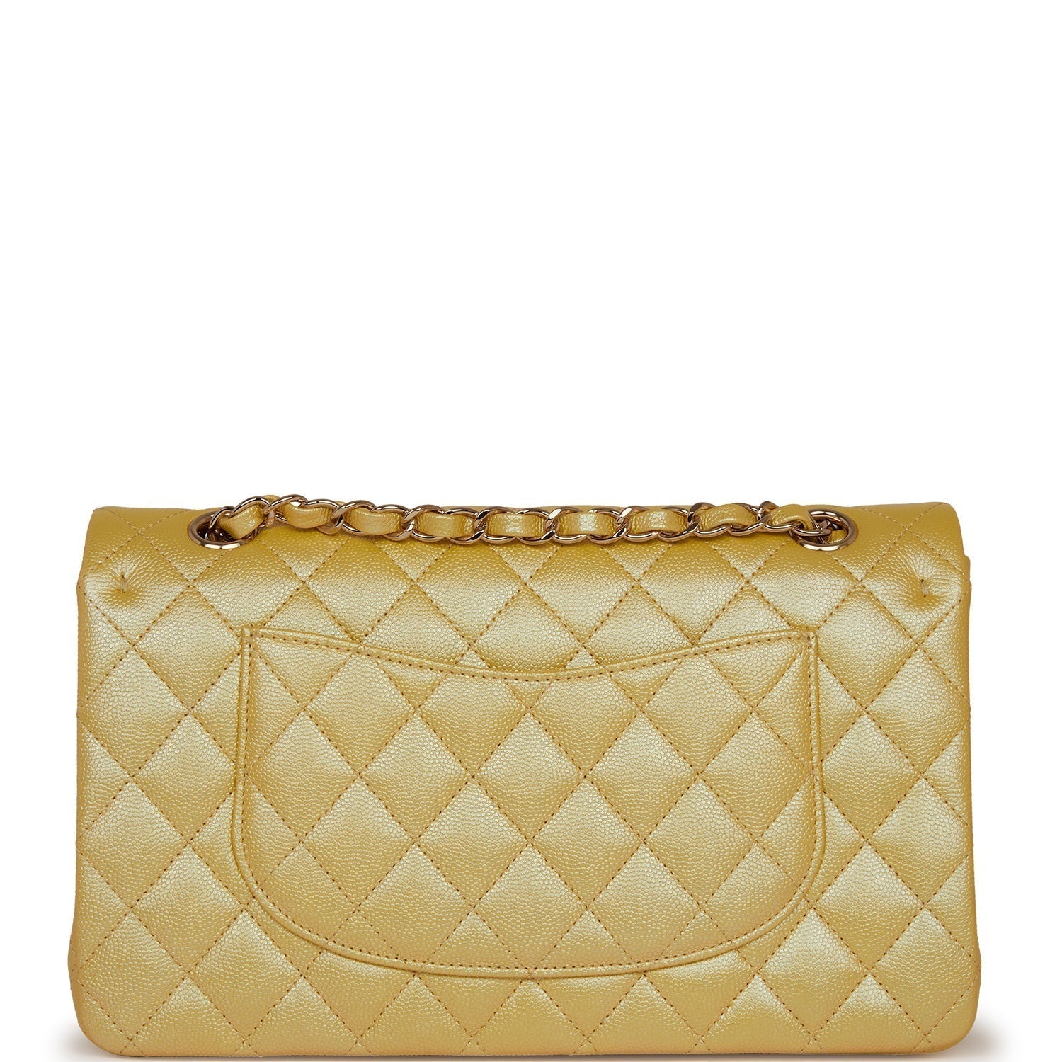 Chanel Medium Classic Double Flap Bag Yellow Iridescent Caviar Light Gold Hardware