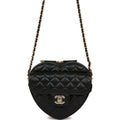 Chanel CC In Love Large Heart Bag Black Lambskin Light Gold Hardware