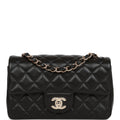 Chanel Mini Rectangular Flap Bag Black Lambskin Light Gold Hardware