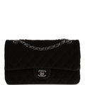 Chanel Medium Classic Double Flap Bag Black Velvet Ruthenium Hardware