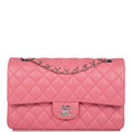 Chanel Medium Classic Double Flap Rose Pink Lambskin Silver Hardware