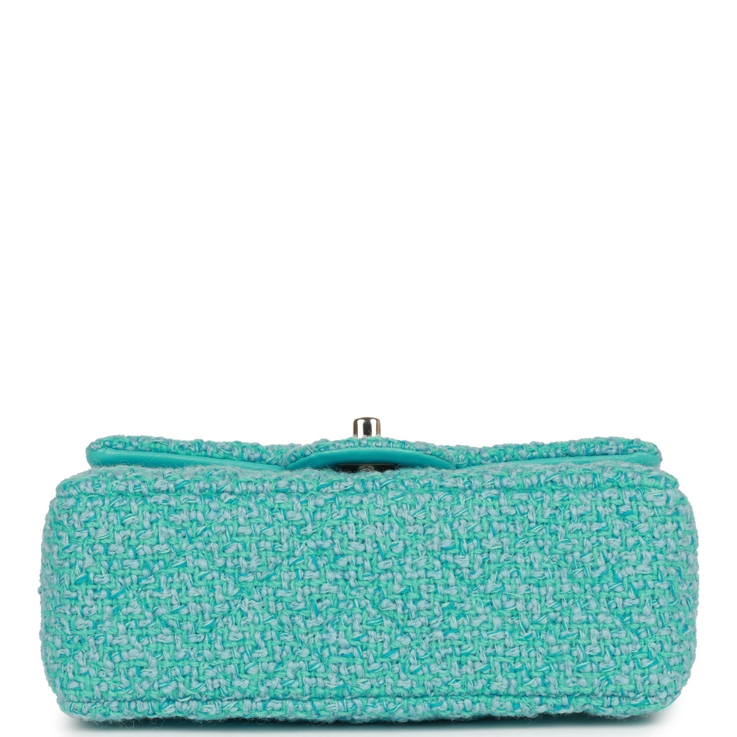 Chanel Mini Rectangular Flap Bag Blue Tweed Light Gold Hardware