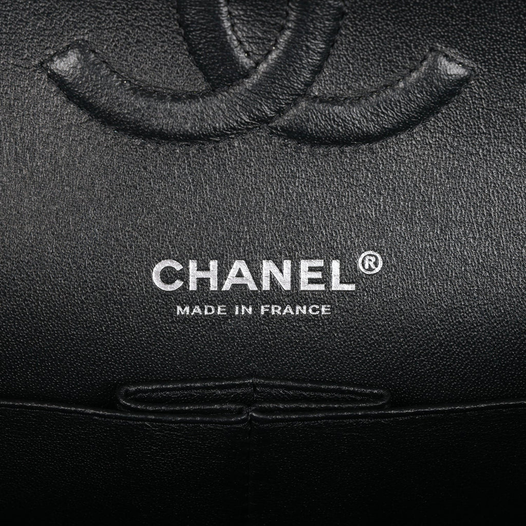 Chanel Medium Classic Double Flap Bag SO Black Crumpled Calfskin Black Hardware