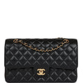 Chanel Medium Classic Double Flap Bag Black Caviar Gold Hardware