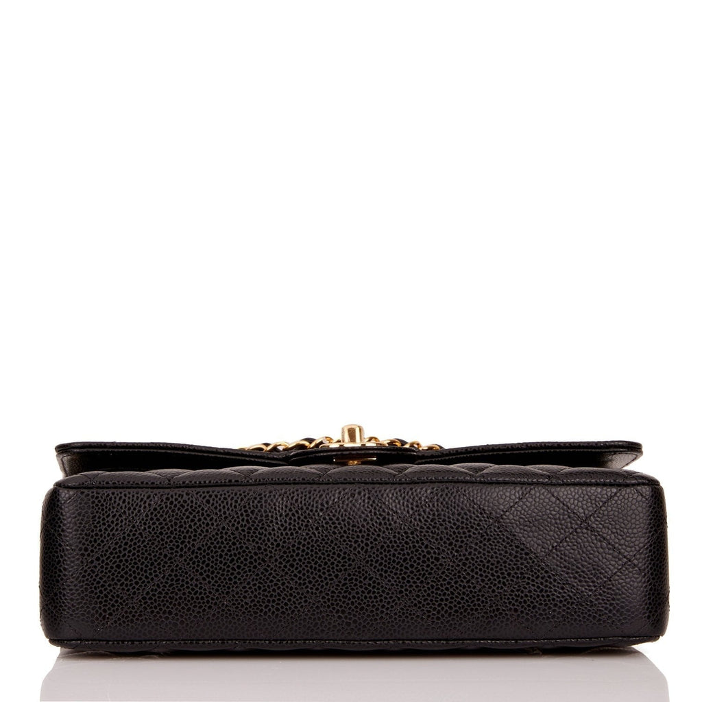 Chanel Medium Classic Double Flap Bag Black Quilted Caviar Gold Hardware