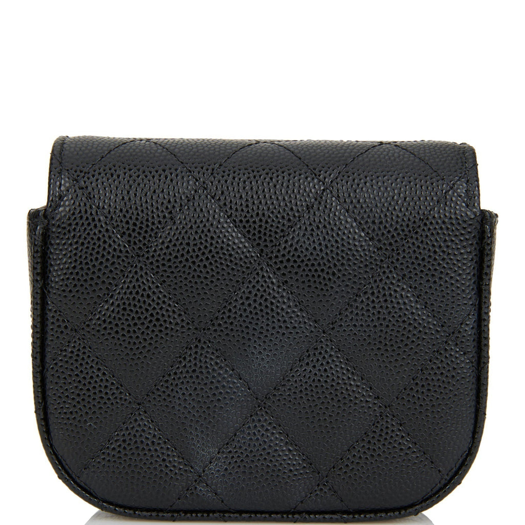 Chanel Mini Clutch With Chain Bag Black Caviar Gold Hardware