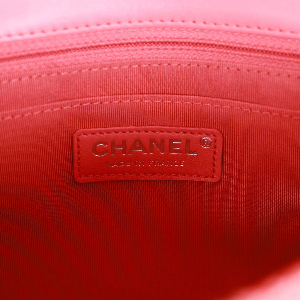 Chanel Medium Flap Bag Pink Patchwork Tweed Silver Hardware