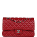 Chanel Medium Classic Double Flap Dark Red Caviar Silver Hardware