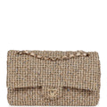 Chanel Medium Classic Double Flap Beige Tweed Gold Hardware