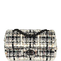 Chanel Mini Classic Flap Black and White Tweed Black Hardware