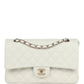 Chanel Medium Classic Double Flap White Caviar Light Gold Hardware