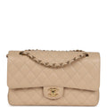 Chanel Medium Classic Double Flap Beige Caviar Gold Hardware