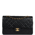 Chanel Vintage Medium Classic Double Flap Black Lambskin Gold Hardware