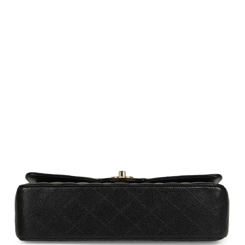 Pre-owned Chanel Medium Classic Double Flap Black Caviar Gold Hardware