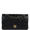 Chanel Medium Classic Double Flap Bag Black Lambskin Gold Hardware