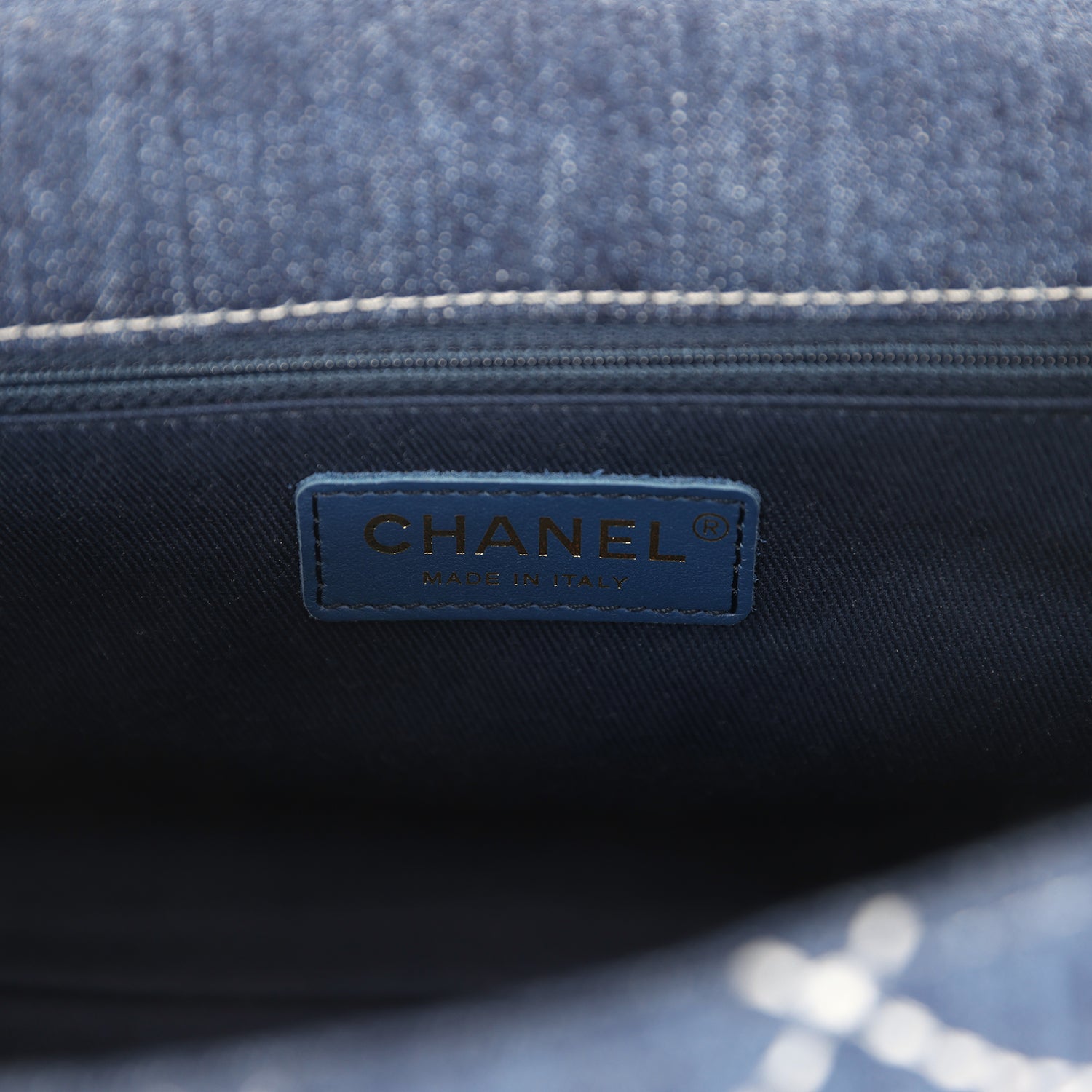 Pre-owned Chanel Medium Classic Flap Bag Blue Denim Aged Gold Hardware