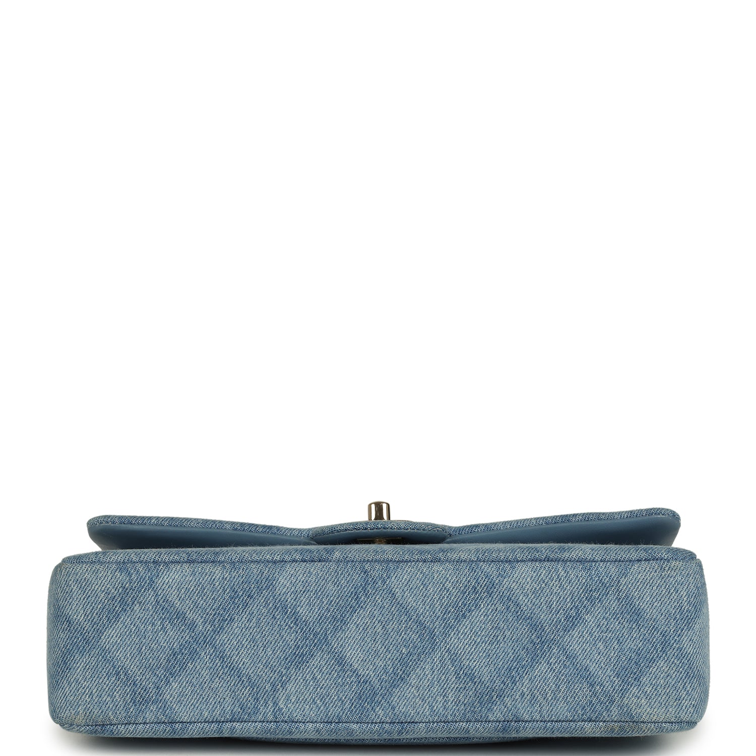 Pre-owned Chanel Medium Classic Double Flap Bag Light Blue Denim Light Gold Hardware