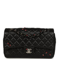 Pre-owned Chanel Medium Lady Bug Single Flap Bag Black Lambskin Silver Hardware