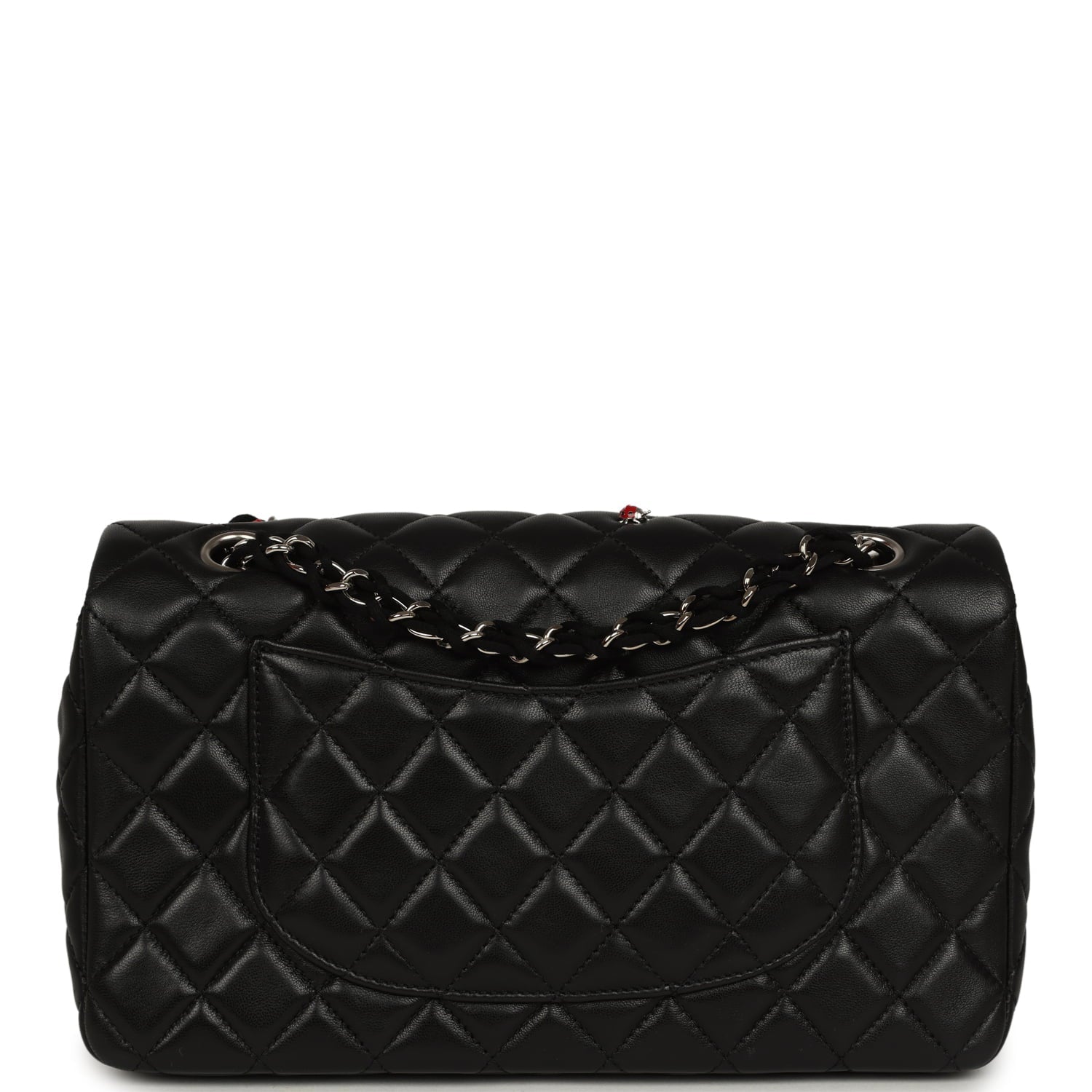 Pre-owned Chanel Medium Lady Bug Single Flap Bag Black Lambskin Silver Hardware