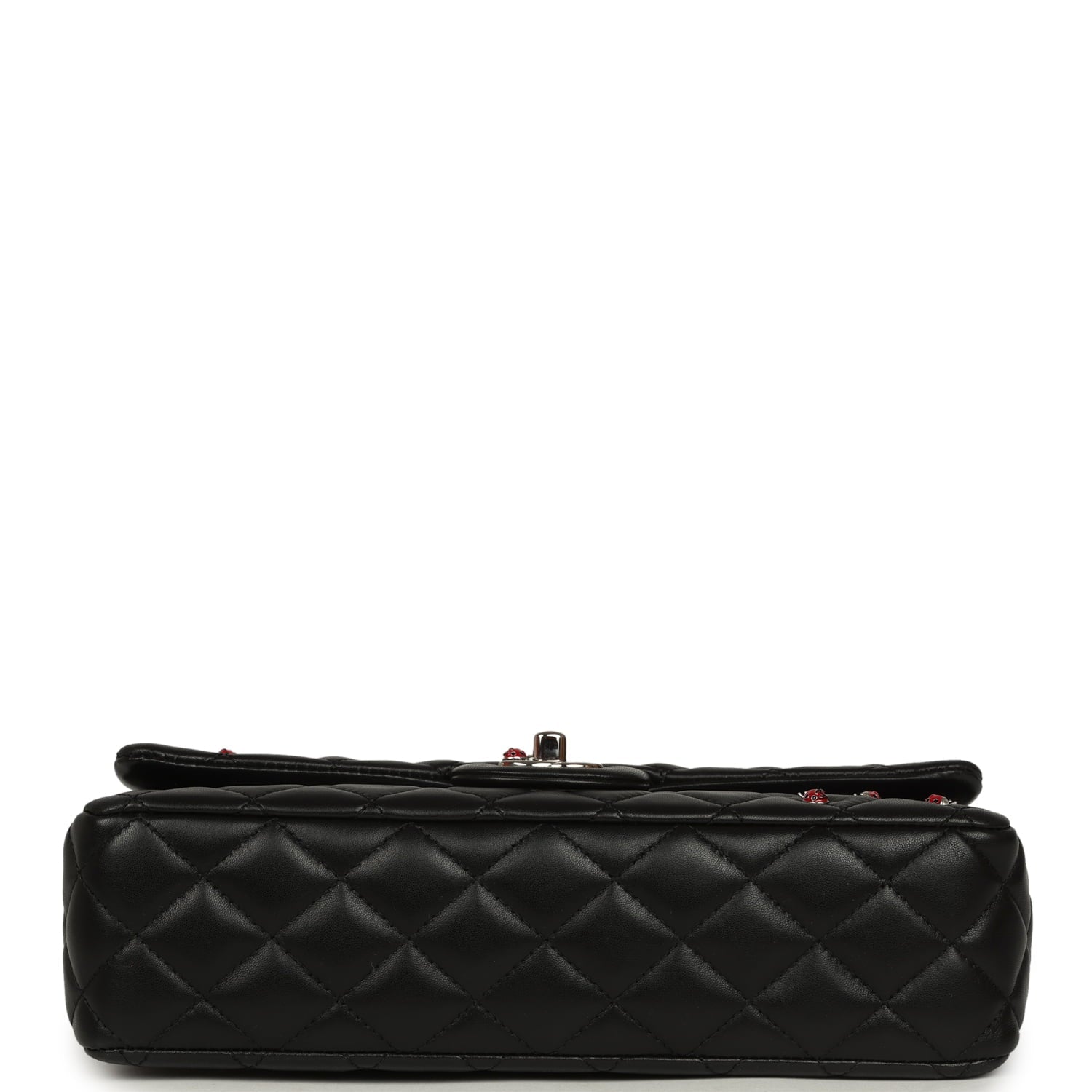 Pre-owned Chanel Medium Lady Bug Single Flap Bag Black Lambskin Silver Hardware
