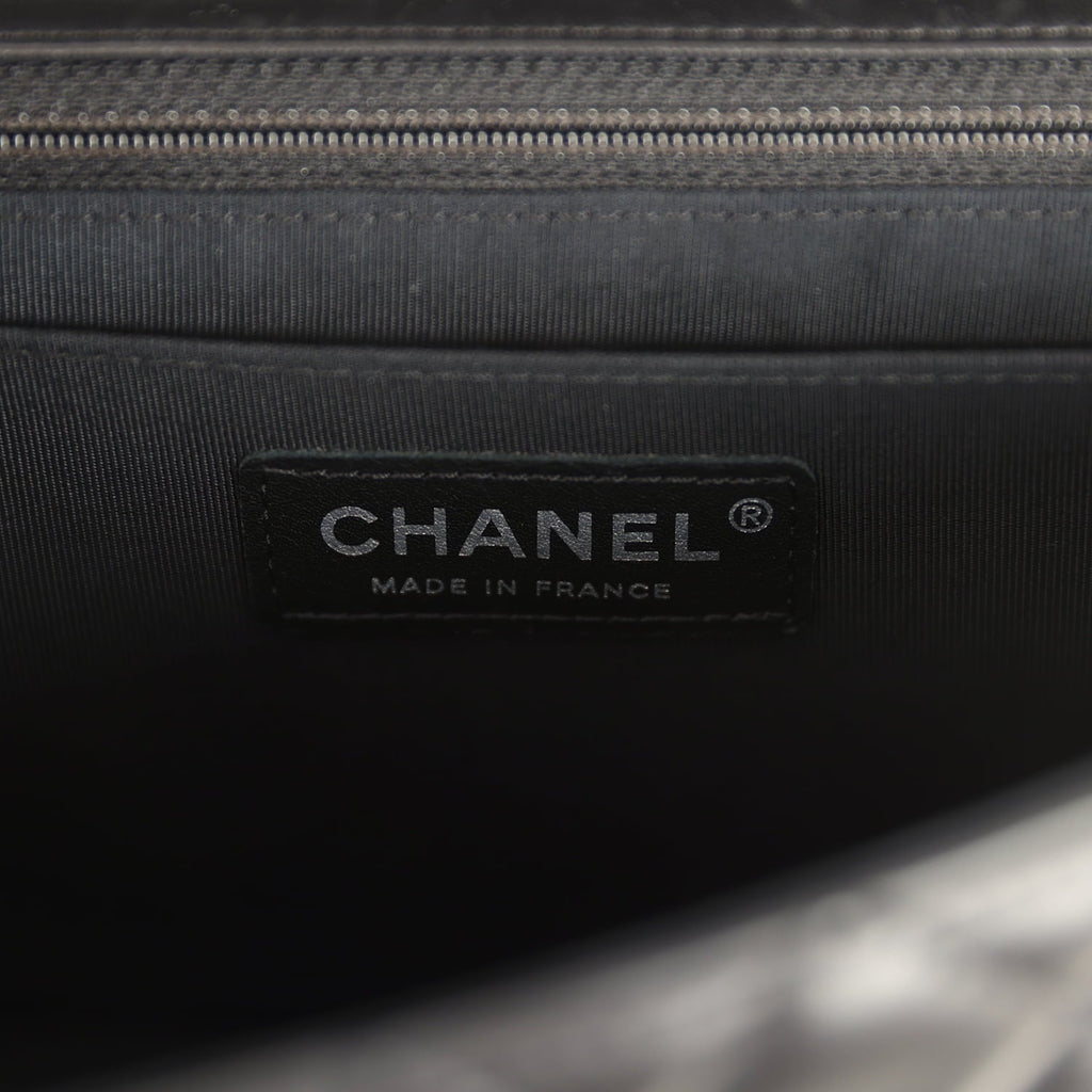Pre-owned Chanel Medium Lady Bug Single Flap Bag Black Lambskin Silver Hardware