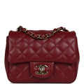 Chanel Mini Classic Square Flap Burgundy Lambskin Gold Hardware