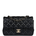 Chanel Mini Rectangular Flap Black Lambskin Light Gold Hardware