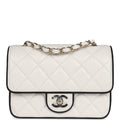 Chanel Mini Graphic Frame Flap Bag White and Black Lambskin Light Gold Hardware