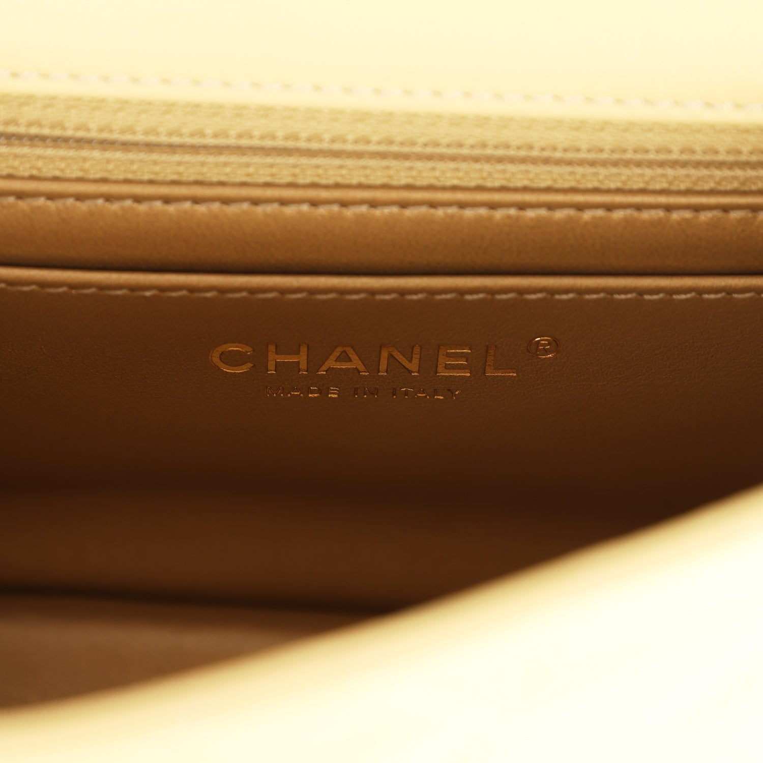 Pre-owned Chanel Mini Pearl Crush Square Flap Bag Yellow Lambskin Brushed Gold Hardware
