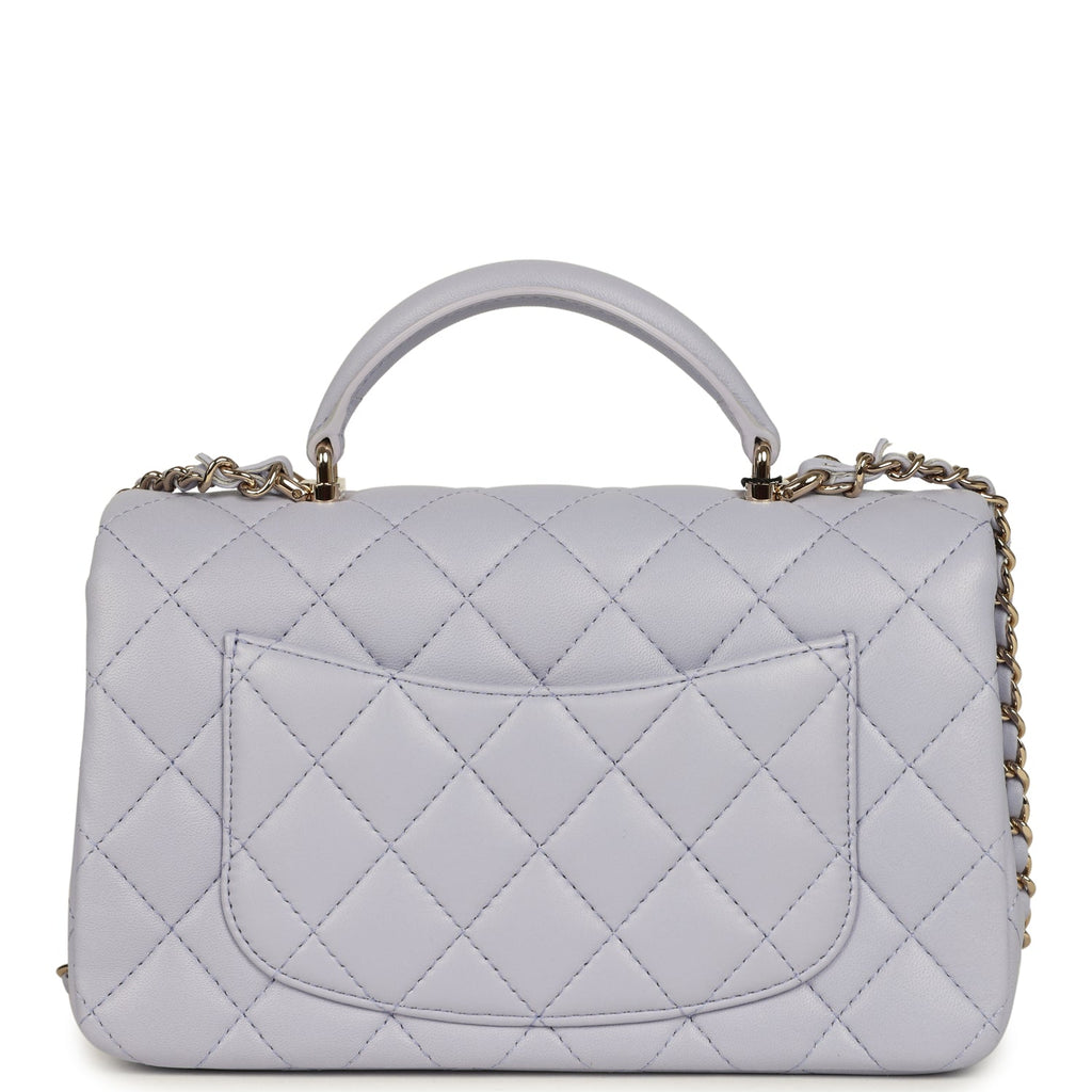 Chanel Mini Rectangular Flap Bag with Top Handle Light Purple Lambskin Light Gold Hardware