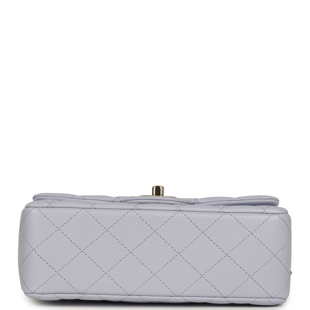 Chanel Mini Rectangular Flap Bag with Top Handle Light Purple Lambskin Light Gold Hardware