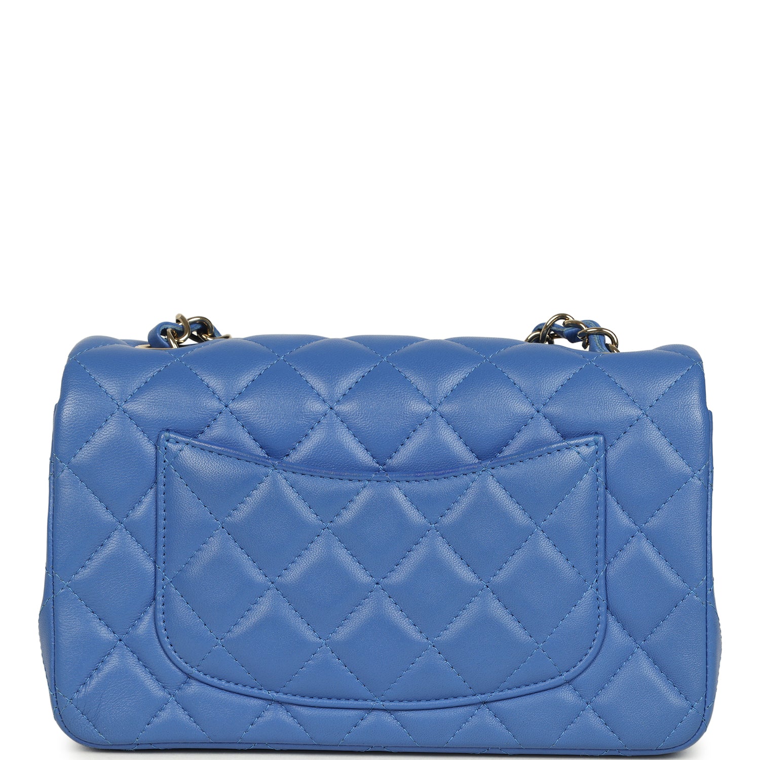 Pre-owned Chanel Mini Rectangular Hollywood Charms Flap Bag Blue Lambskin Light Gold Hardware