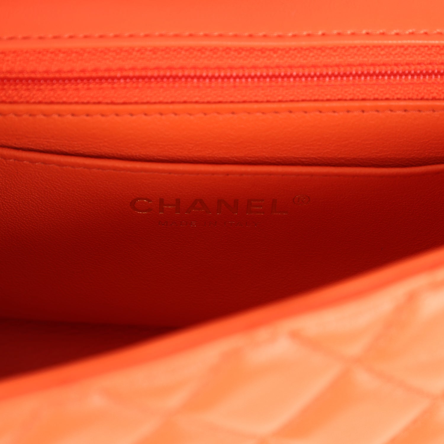 Pre-owned Chanel Mini Rectangular Flap Bag Orange Lambskin Light Gold Hardware