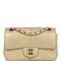 Pre-owned Chanel Mini Rectangular Flap Bag Iridescent Gold Python Gold Hardware