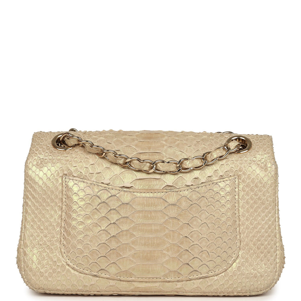 Pre-owned Chanel Mini Rectangular Flap Bag Iridescent Gold Python Gold Hardware