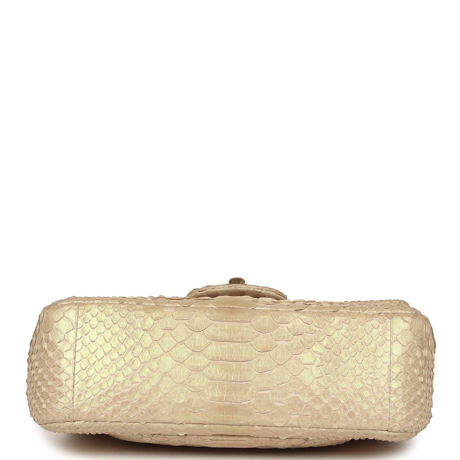 Pre-owned Chanel Mini Rectangular Flap Bag Iridescent Gold Python Gold Hardware