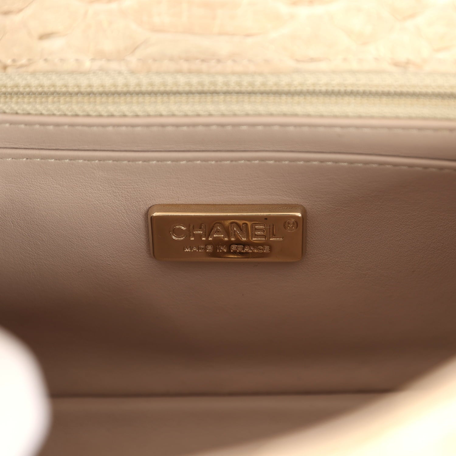 Pre-owned Chanel Mini Rectangular Flap Bag Iridescent Gold Python Gold Hardware
