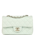 Chanel Mini Classic Rectangular Flap Bag Mint Lambskin Light Gold Hardware