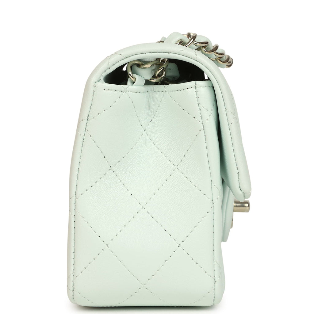Chanel Mini Classic Rectangular Flap Bag Mint Lambskin Light Gold Hardware