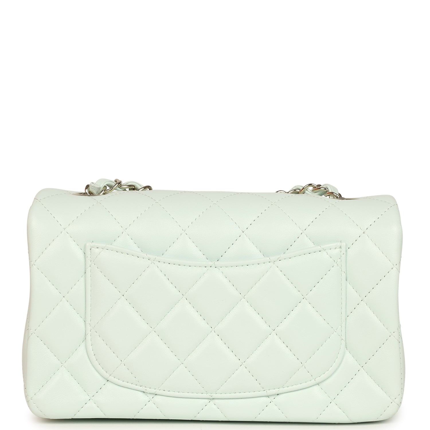 Chanel Mini Classic Rectangular Flap Bag Mint Lambskin Light Gold Hardware