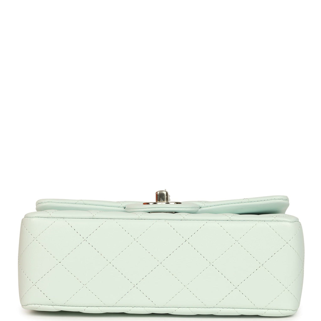Chanel Mini Classic Rectangular Flap Bag Mint Lambskin Light Gold Hardware