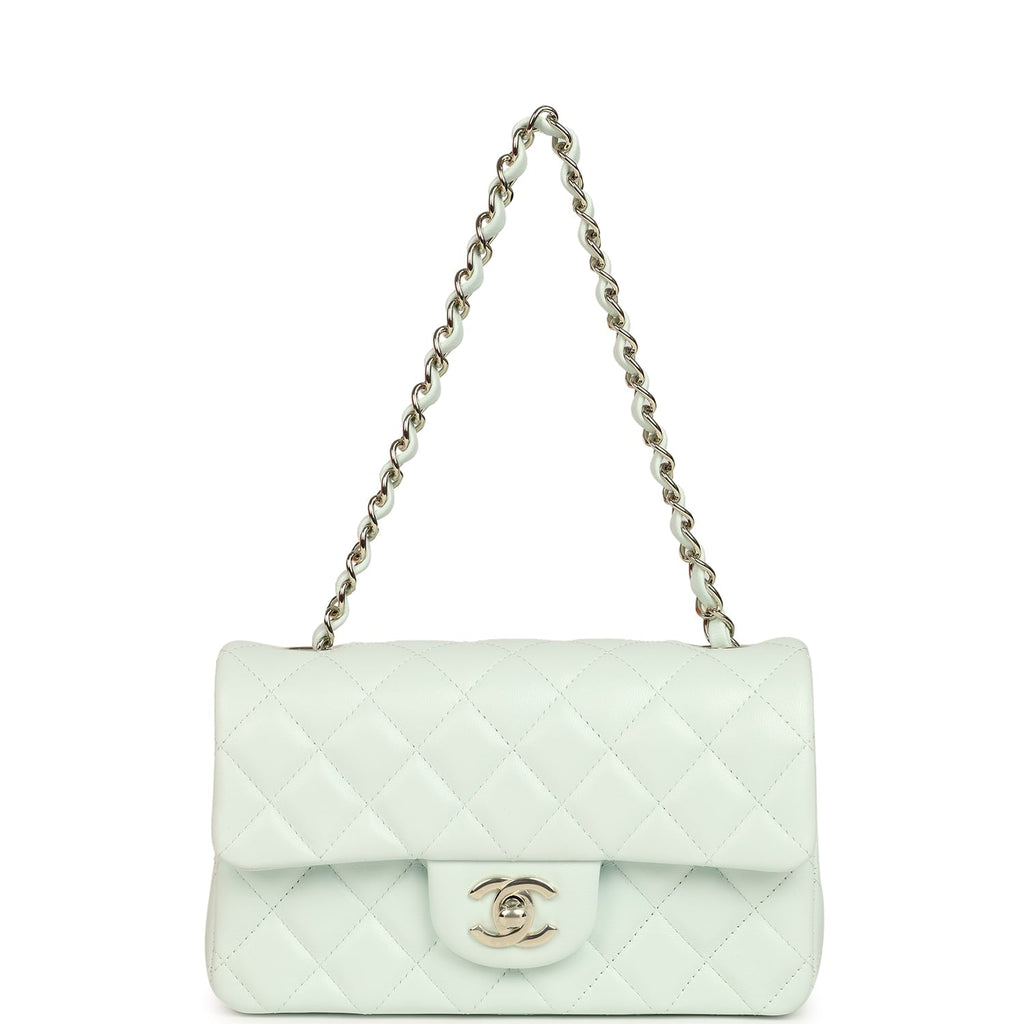 Chanel Mini Classic Rectangular Flap Bag Mint Lambskin Light Gold Hardware
