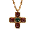 Chanel Vintage Gold Gripoix Byzantine Cross Pendant Necklace