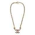 Chanel Vintage Gold Interlocking CC Hanging Pendant Necklace