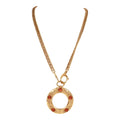 Chanel Vintage 24K Gold Plated Amber Gripoix Loupe Pendant Necklace
