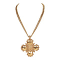 Chanel Vintage 24K Gold Plated Lion Cross Pendant Necklace