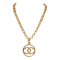 Chanel Vintage Gold Plated Encircled CC Long Necklace
