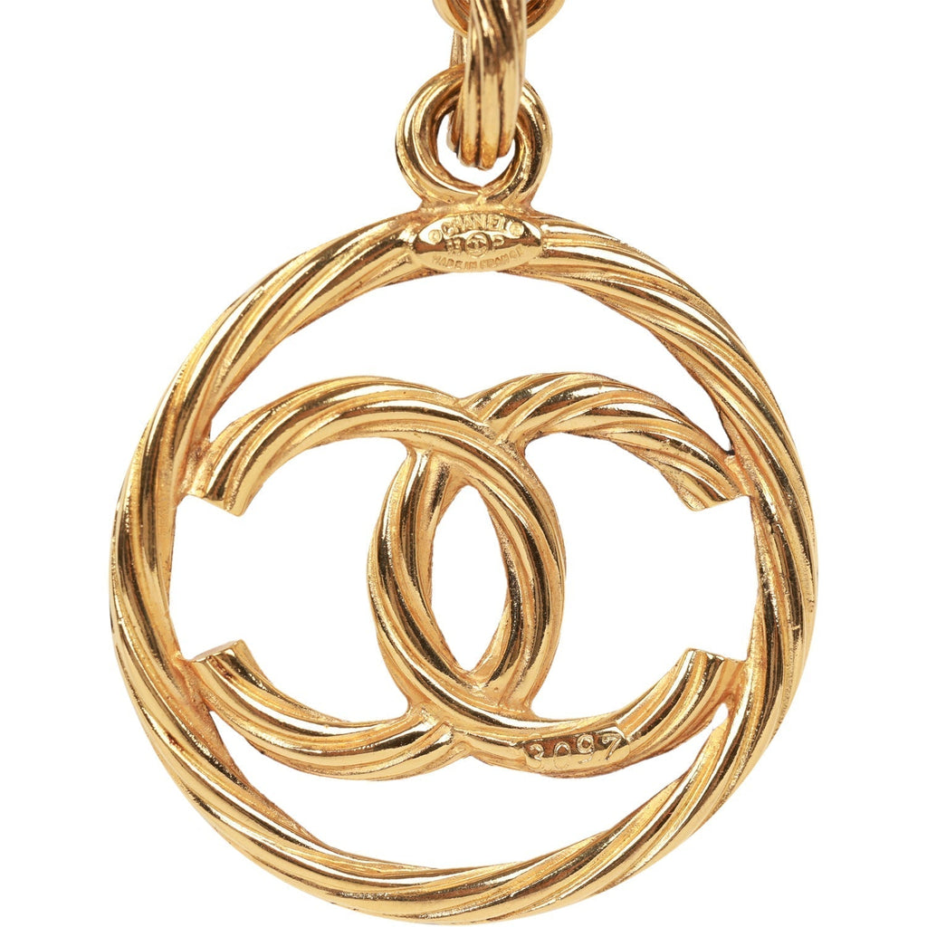 Chanel Vintage Gold Plated Encircled CC Long Necklace