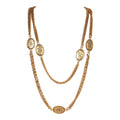 Chanel Vintage 24K Gold Plated CC Oval Coin Charm Sautoir Necklace
