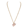 Chanel Vintage Gold Plated Pink Rhinestone CC Heart Pendant Necklace
